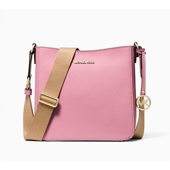 New Michael Kors Jet Set Travel Small Messenger Bag Faux Leather Carnation - Picture 1 of 4